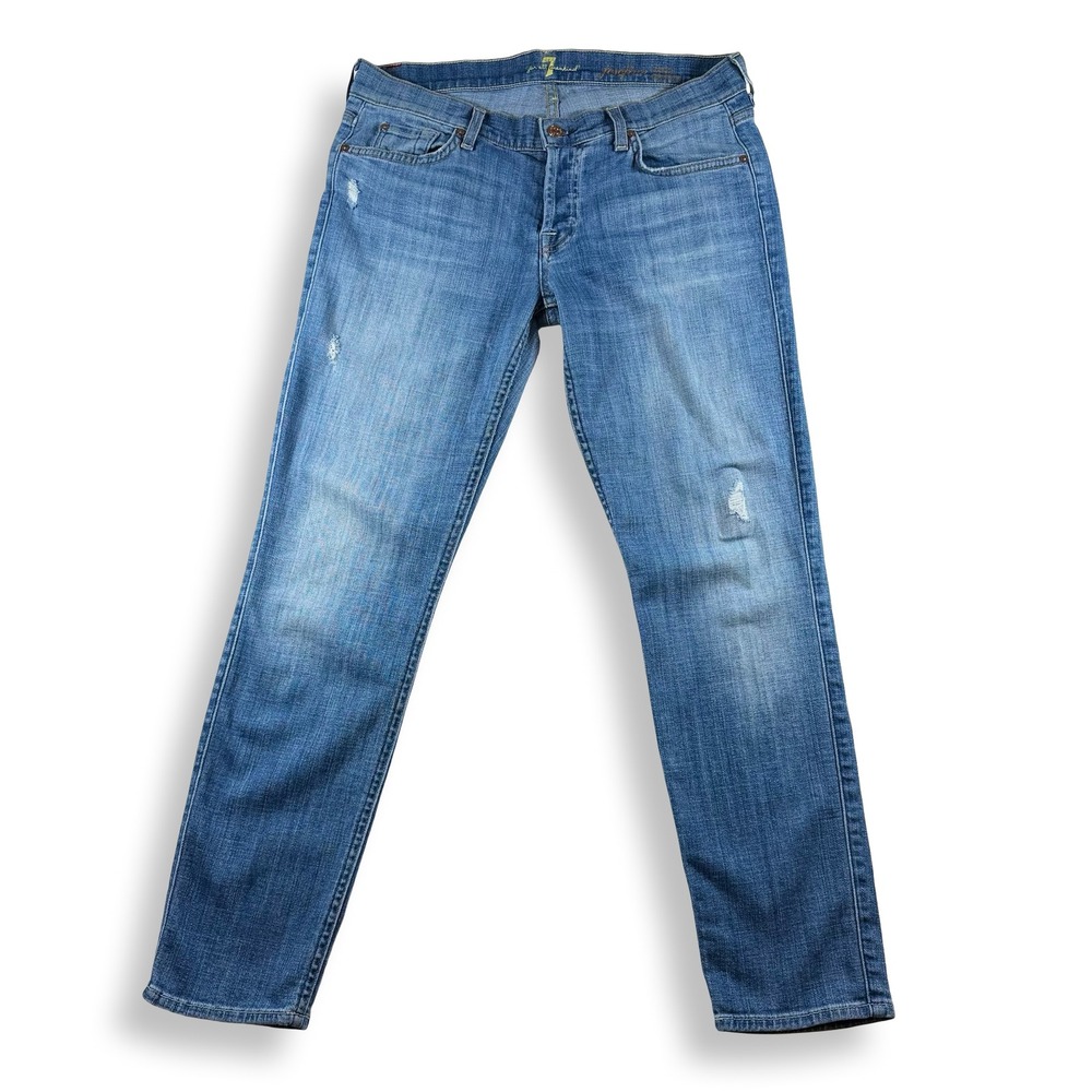7 For All Mankind Josefina Skinny Boyfriend Jeans Distressed Medium Wash Size 30